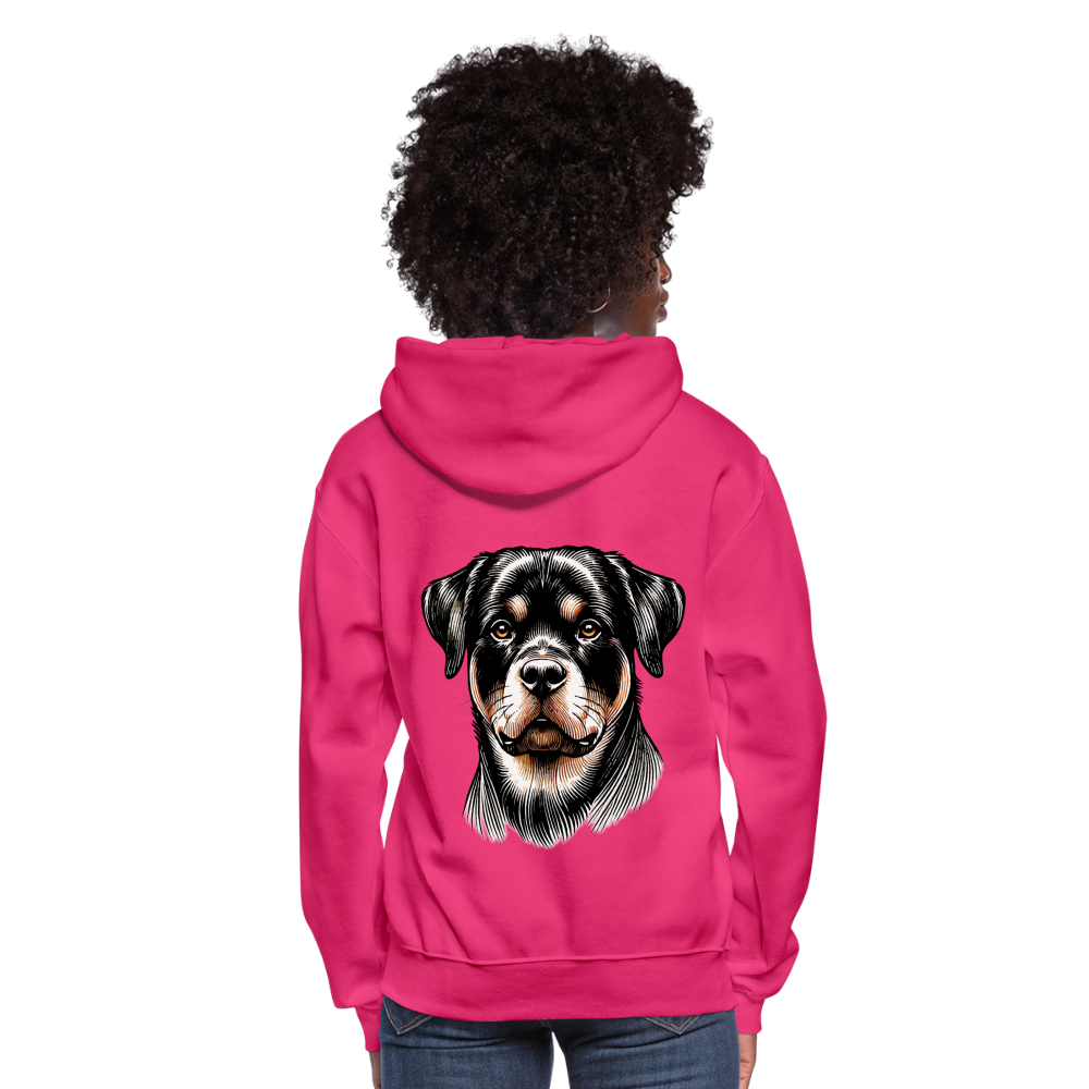 Women's Fine Line Rottweiler Graphic Hoodie with Logo - fuchsia