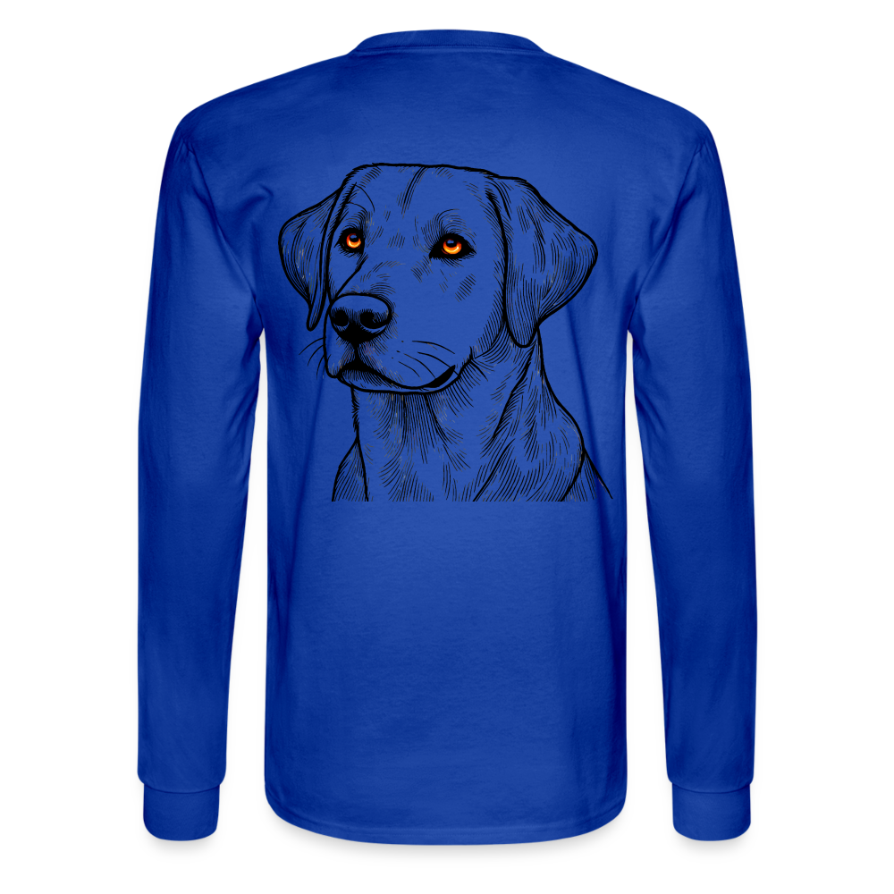 Men's Fine Line Labrador Graphic Long Sleeve Shirt with Logo - royal blue