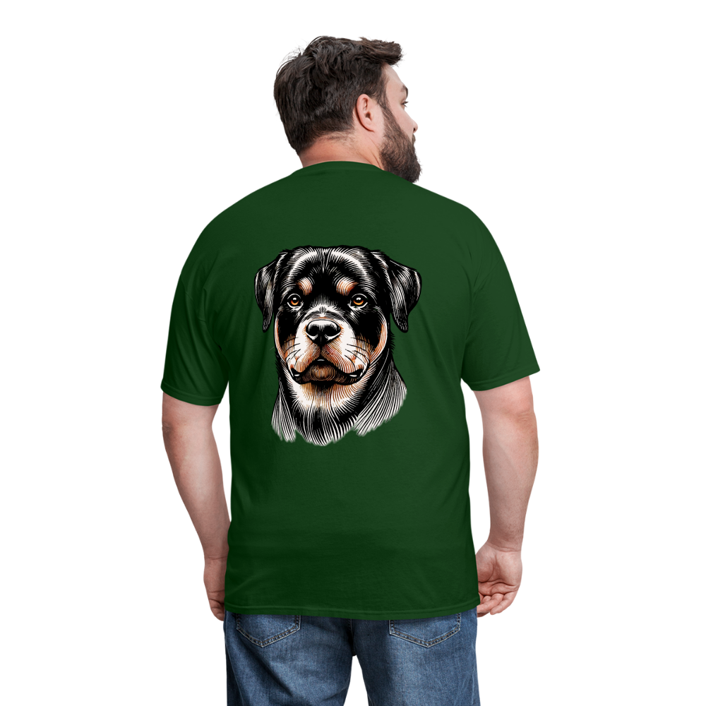 Fine Line Rottweiler Graphic Unisex Classic T-Shirt with Logo - forest green