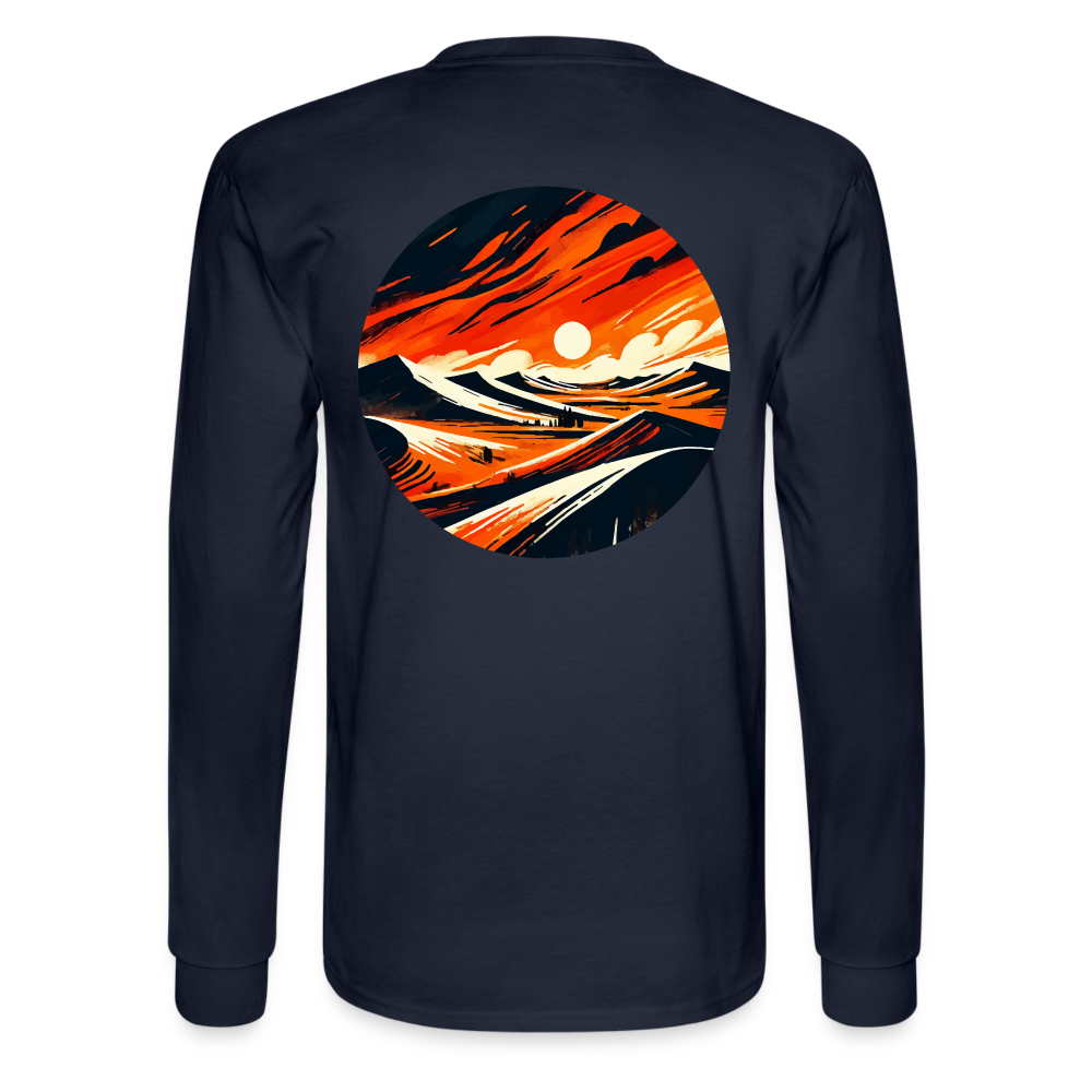 Men's Desert Dunes Graphic Long Sleeve Shirt with Logo - navy