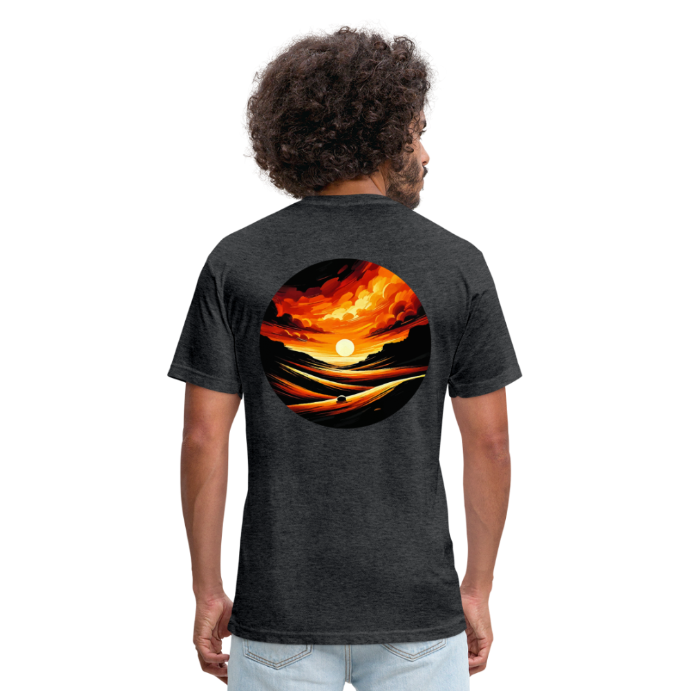 Desert Sunset Graphic Unisex Fitted Cotton/Poly T-Shirt with Logo - heather black