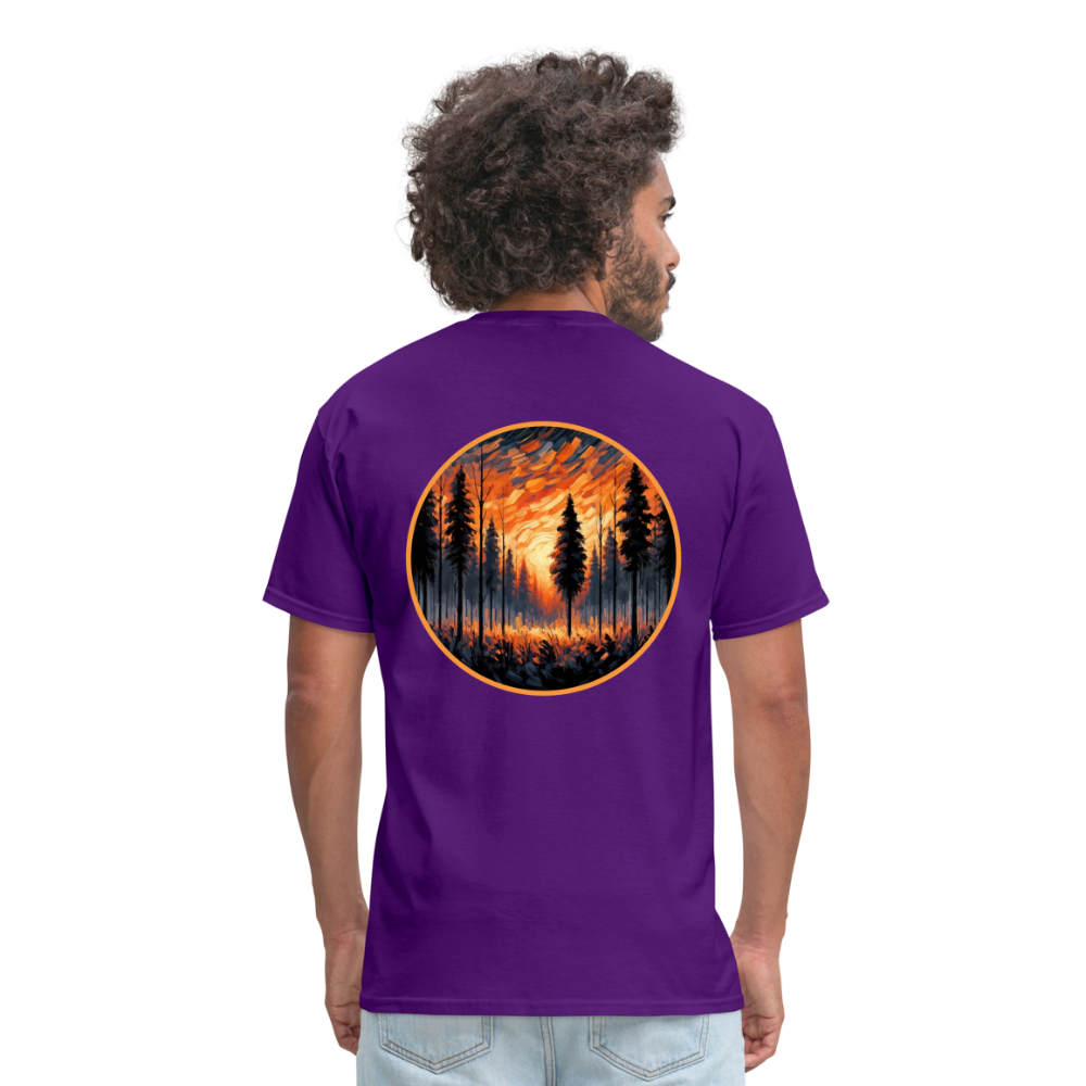 Orange Forest Sunset Unisex Classic T-Shirt with Logo - purple