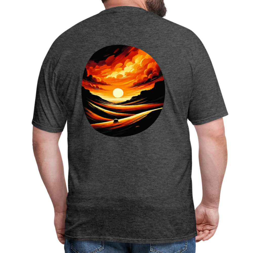 Desert Sunset Graphic Unisex Classic T-Shirt with Logo - heather black