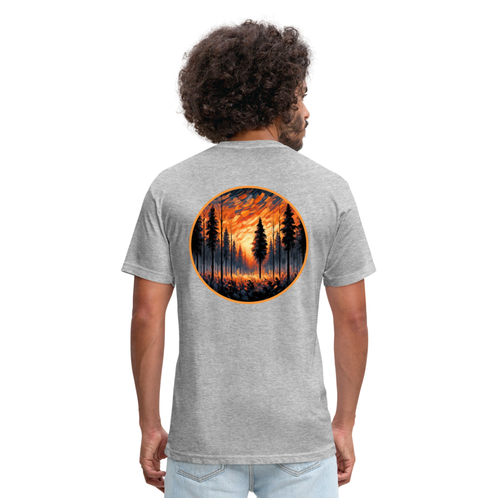 Orange Forest Sunset Graphic Unisex Fitted Cotton/Poly T-Shirt with Logo - heather gray