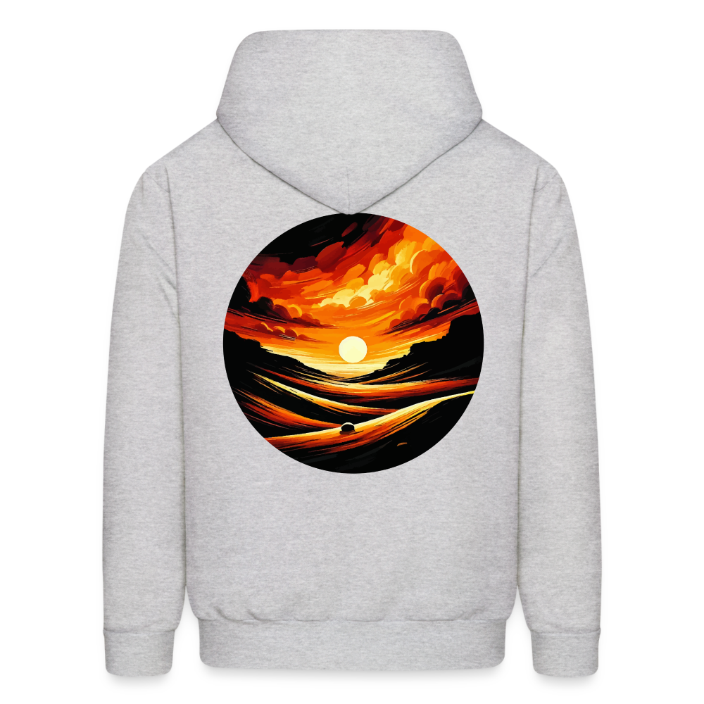 Men's Desert Sunset Graphic Hoodie with Logo - ash 