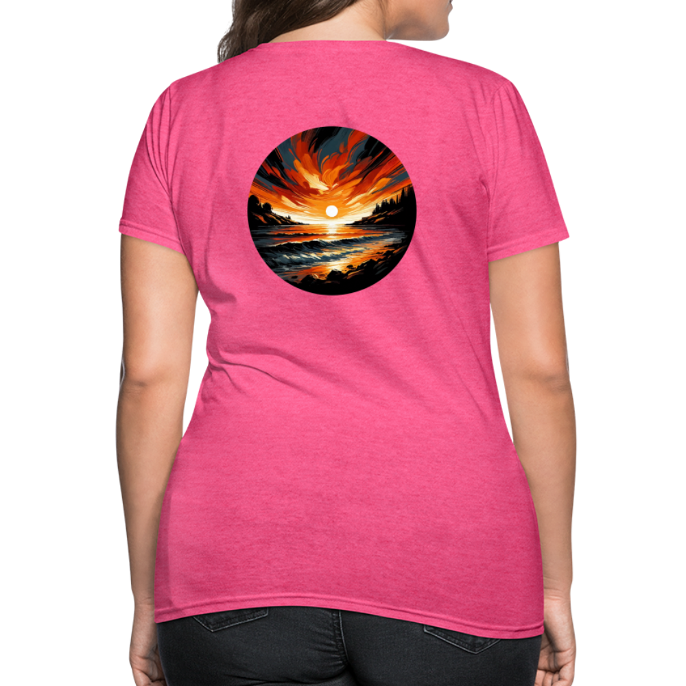 Women's Beach Sunset Graphic T-Shirt with Logo - heather pink