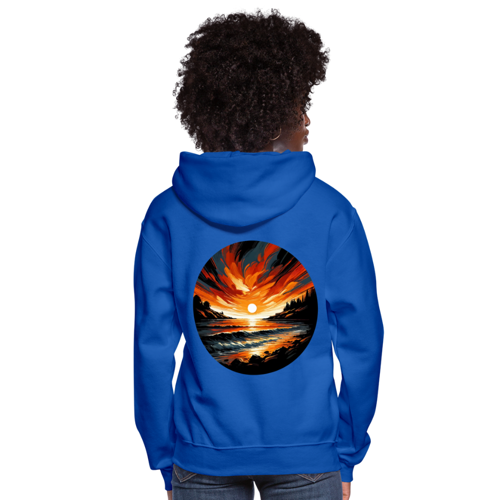 Women's Beach Sunset Graphic Hoodie with Logo - royal blue