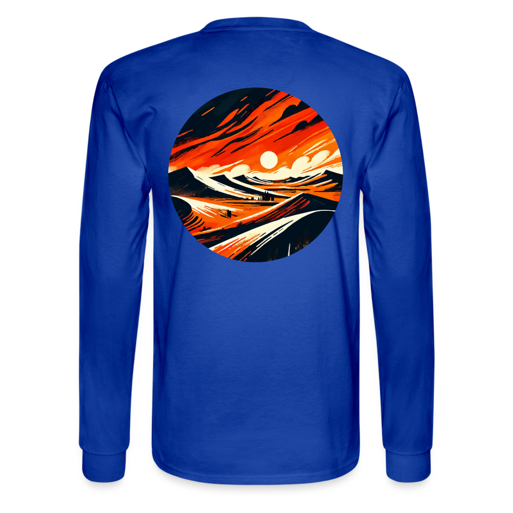 Men's Desert Dunes Graphic Long Sleeve Shirt with Logo - royal blue