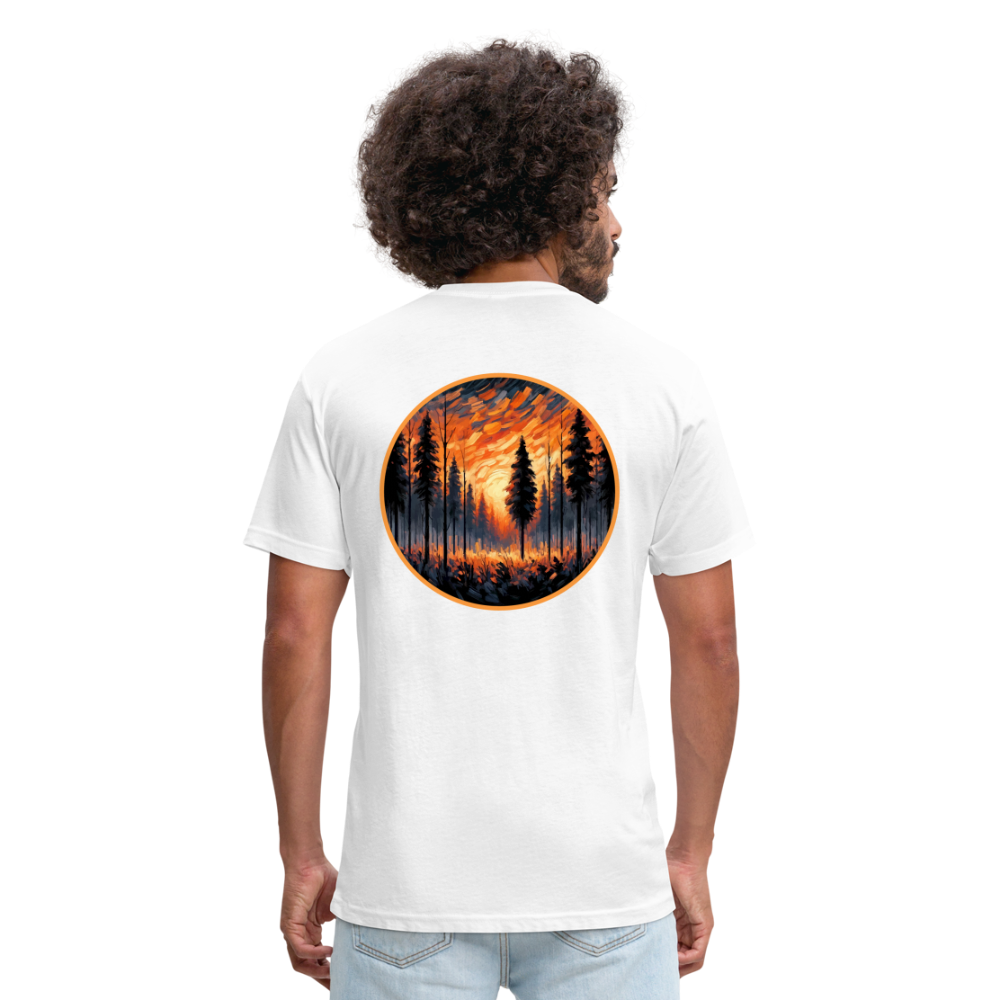 Orange Forest Sunset Graphic Unisex Fitted Cotton/Poly T-Shirt with Logo - white