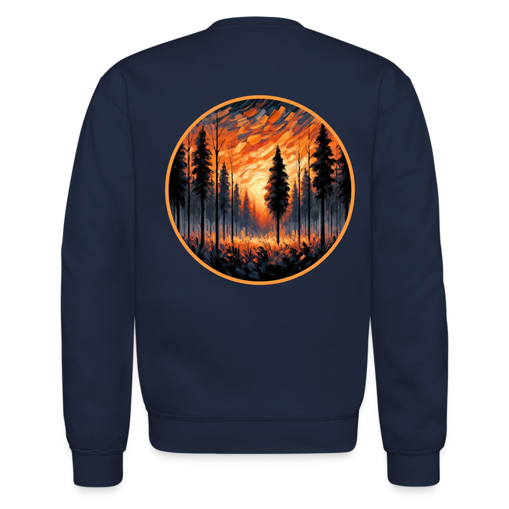 Orange Forest Sunset Crewneck Sweatshirt with Logo - navy