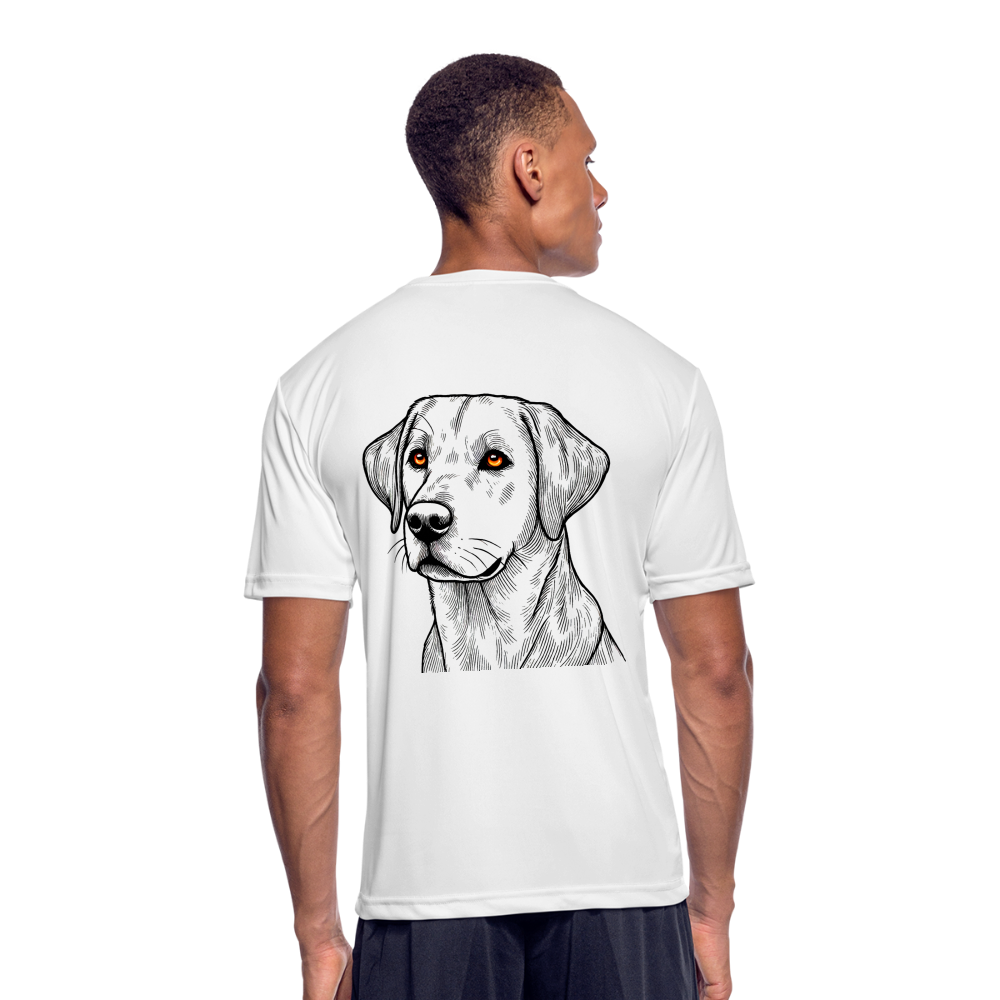 Men’s Fine Line Labrador Graphic Moisture Wicking Performance T-Shirt with Logo - white