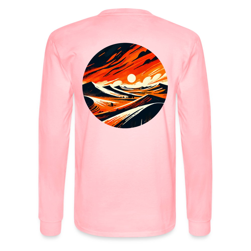 Men's Desert Dunes Graphic Long Sleeve Shirt with Logo - pink