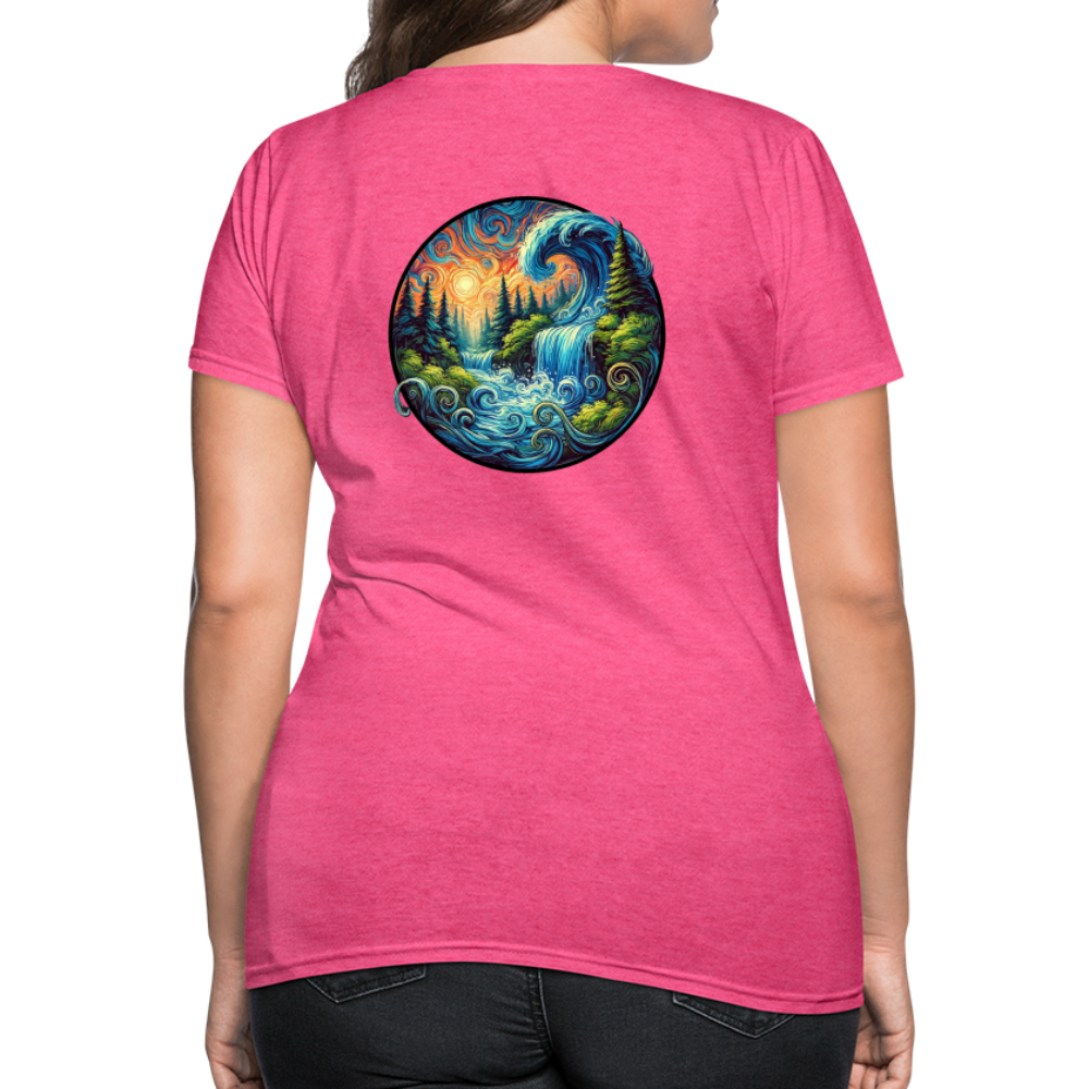 Women's Waterfall Graphic T-Shirt with Logo - heather pink