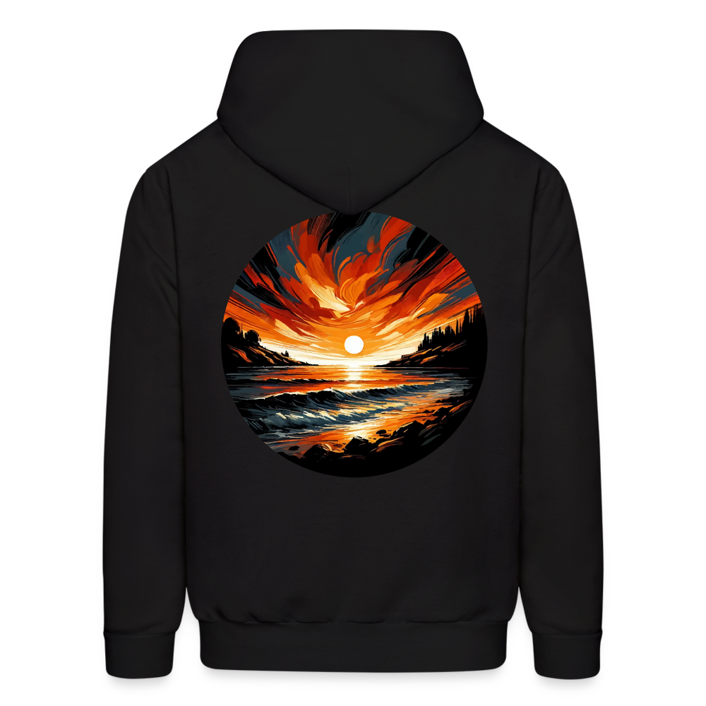 Men's Beach Sunset Graphic Hoodie with Logo - black