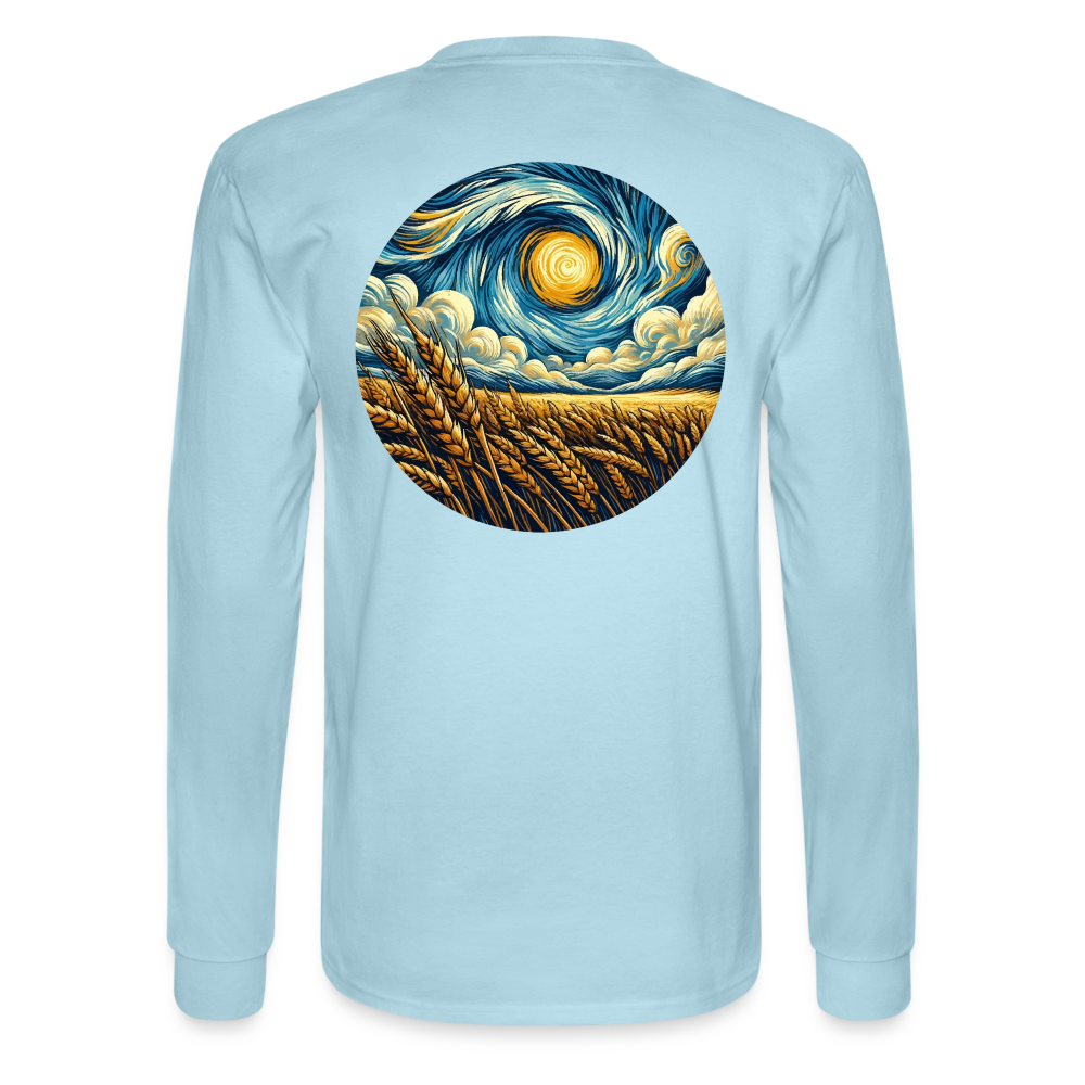 Men's Wheat Field Graphic Long Sleeve Shirt with Logo - powder blue