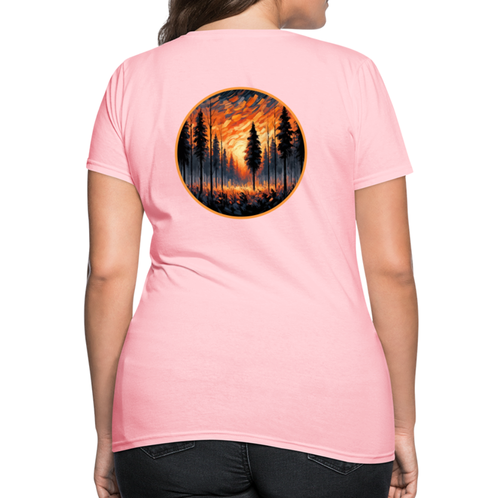 Women's Orange Forest Sunset T-Shirt with Logo - pink