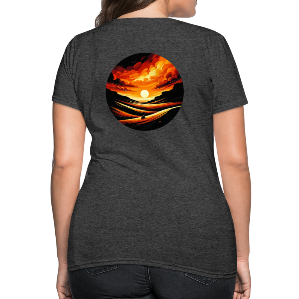 Women's Desert Sunset Graphic T-Shirt with Logo - heather black