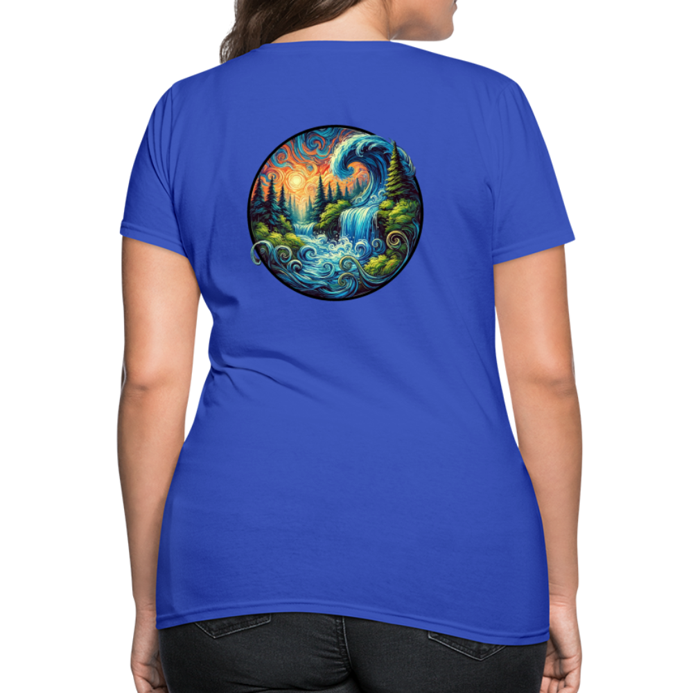 Women's Waterfall Graphic T-Shirt with Logo - royal blue