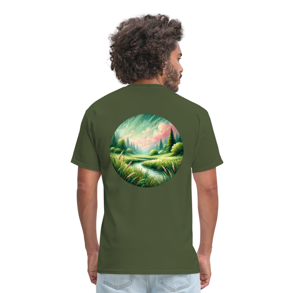 Meadow Graphic Unisex Classic T-Shirt with Logo - military green