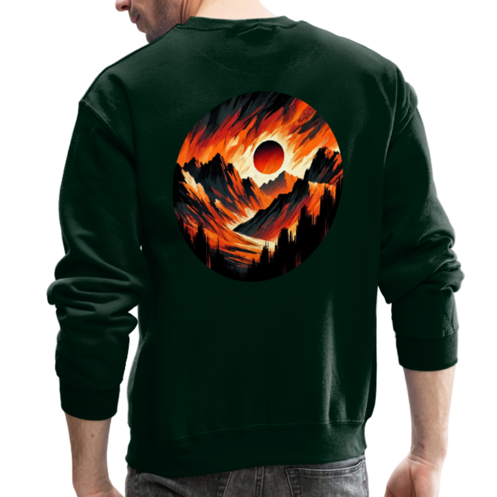 Orange and Black Mountain Range Crewneck Sweatshirt with Logo - forest green