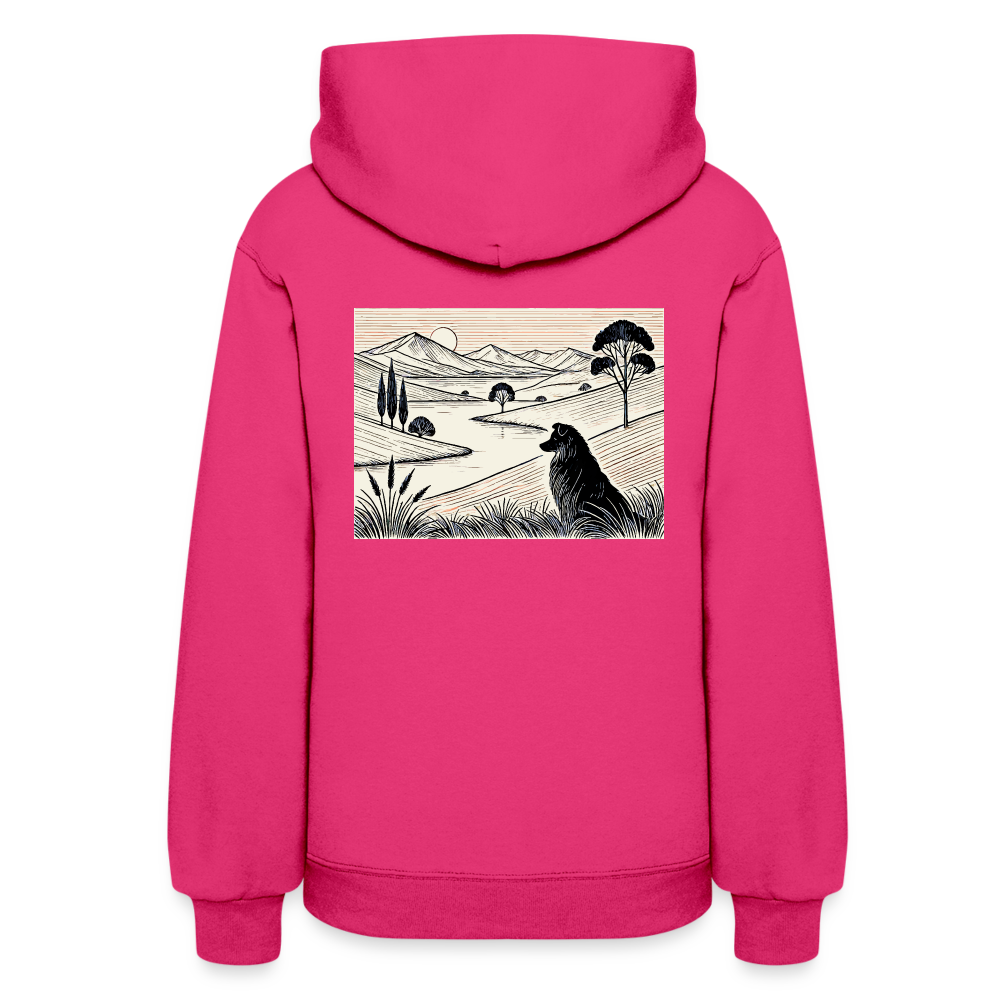 Women's Australian Shepherd Prairie Graphic Hoodie with Logo - fuchsia