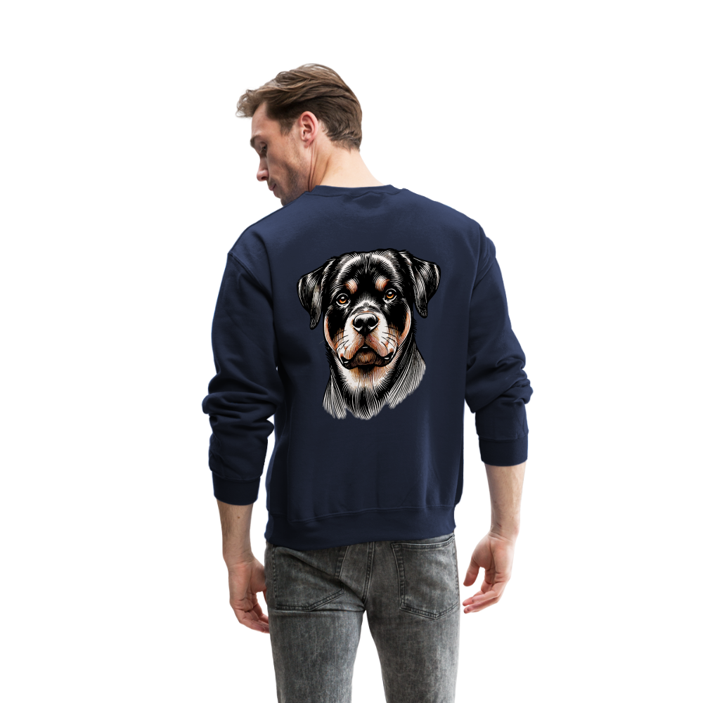 Fine Line Rottweiler Graphic Crewneck Sweatshirt with Logo - navy