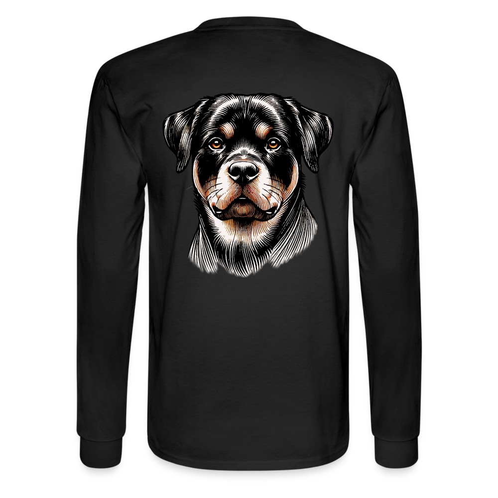 Men's Fine Line Rottweiler Graphic Long Sleeve Shirt with Logo - black