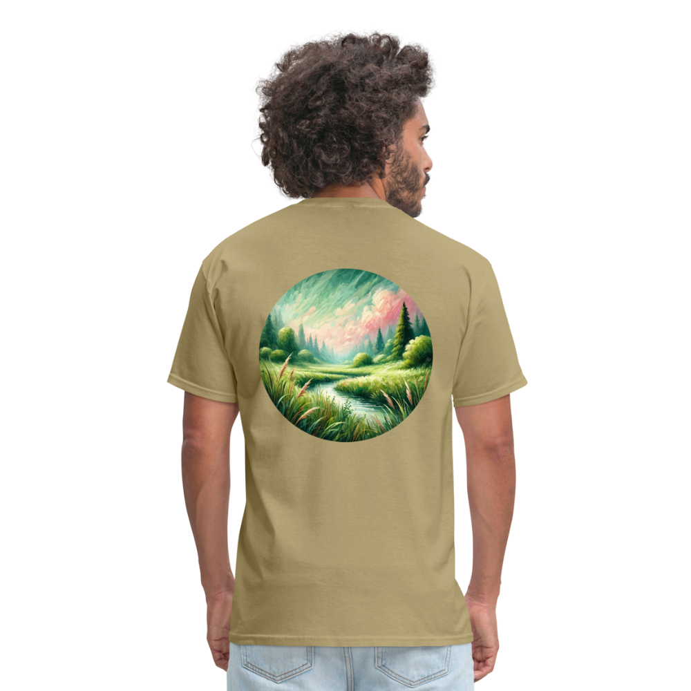 Meadow Graphic Unisex Classic T-Shirt with Logo - khaki