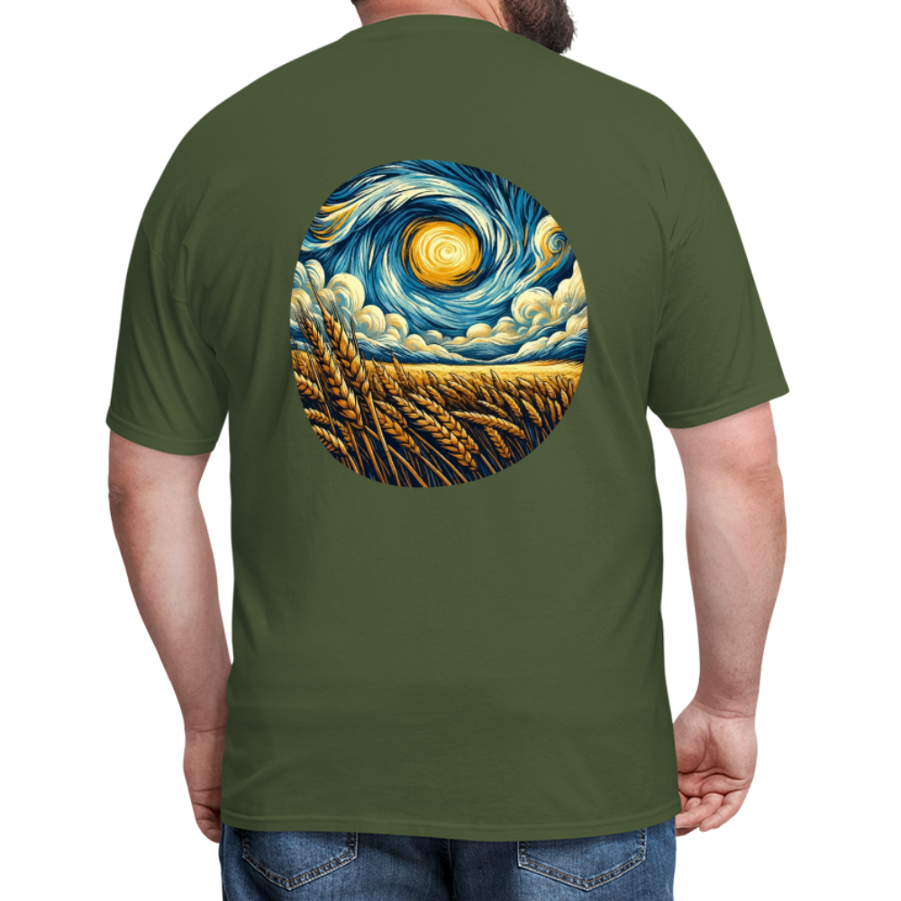 Wheat Field Graphic Unisex Classic T-Shirt with Logo - military green