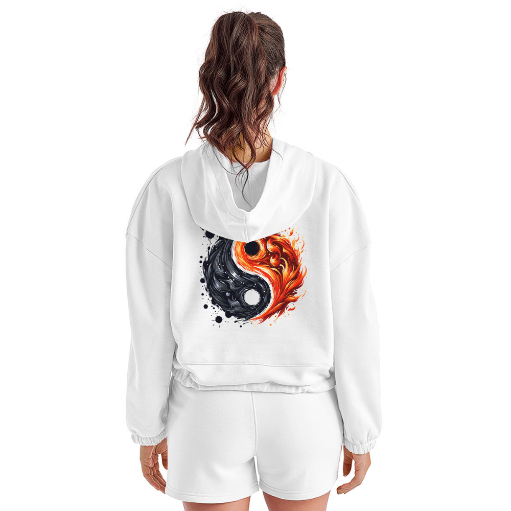 Women’s Official Ink and Ember  Yin and Yang Cropped Hoodie with Logo - white