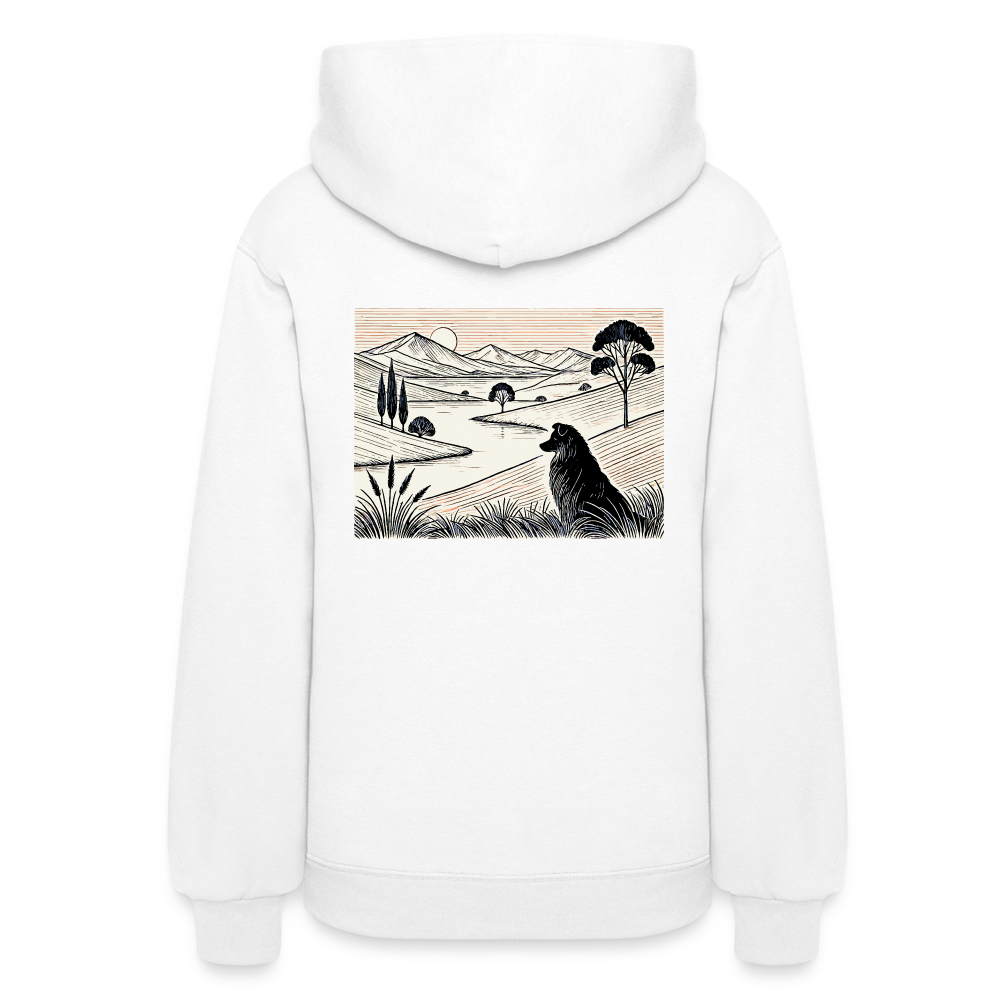 Women's Australian Shepherd Prairie Graphic Hoodie with Logo - white