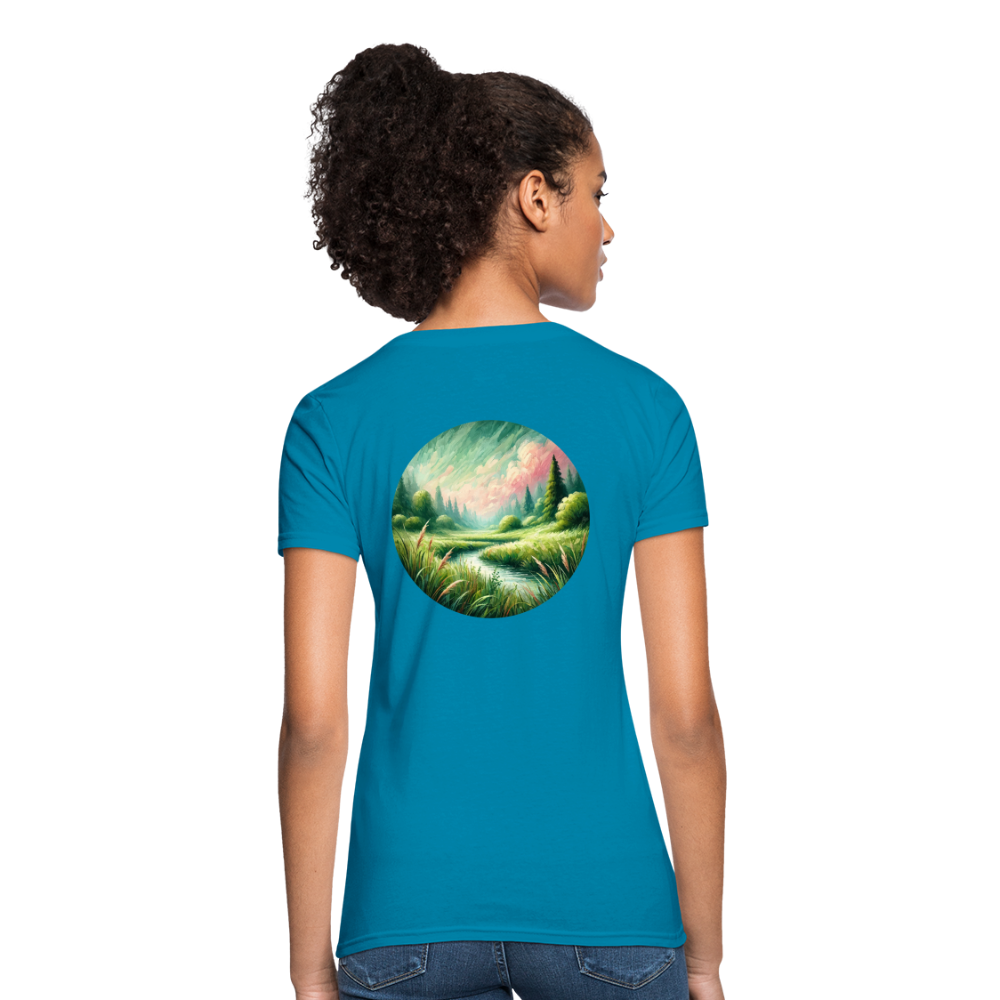 Women's Meadow Graphic T-Shirt with Logo - turquoise