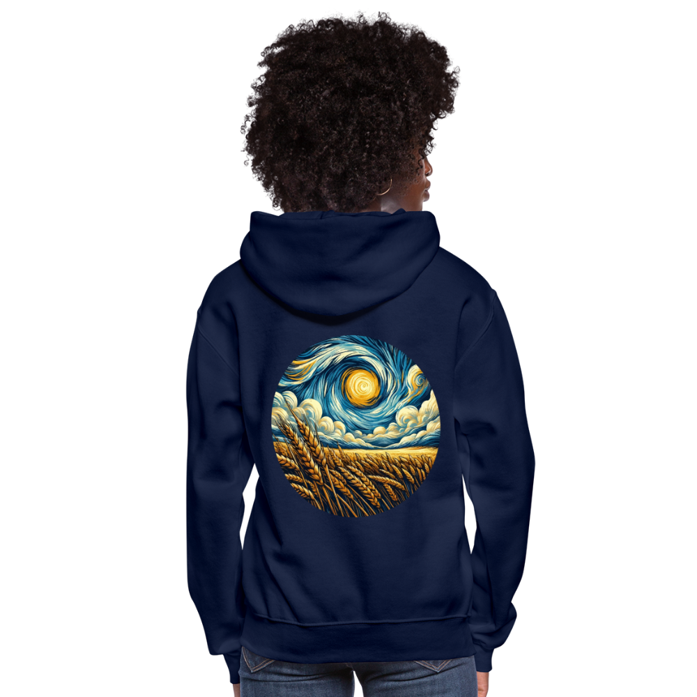 Women's Wheat Field Graphic Hoodie with Logo - navy