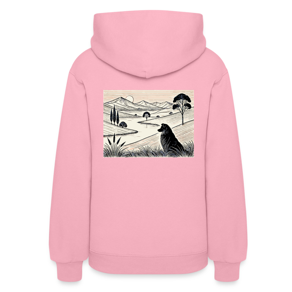 Women's Australian Shepherd Prairie Graphic Hoodie with Logo - classic pink