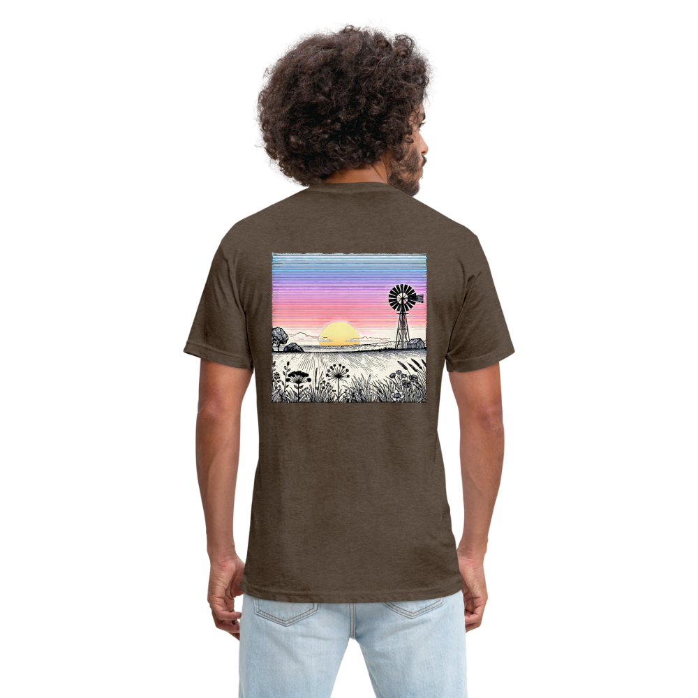 Colored Prairie Landscape Graphic Unisex Fitted Cotton/Poly T-Shirt with Logo - heather espresso