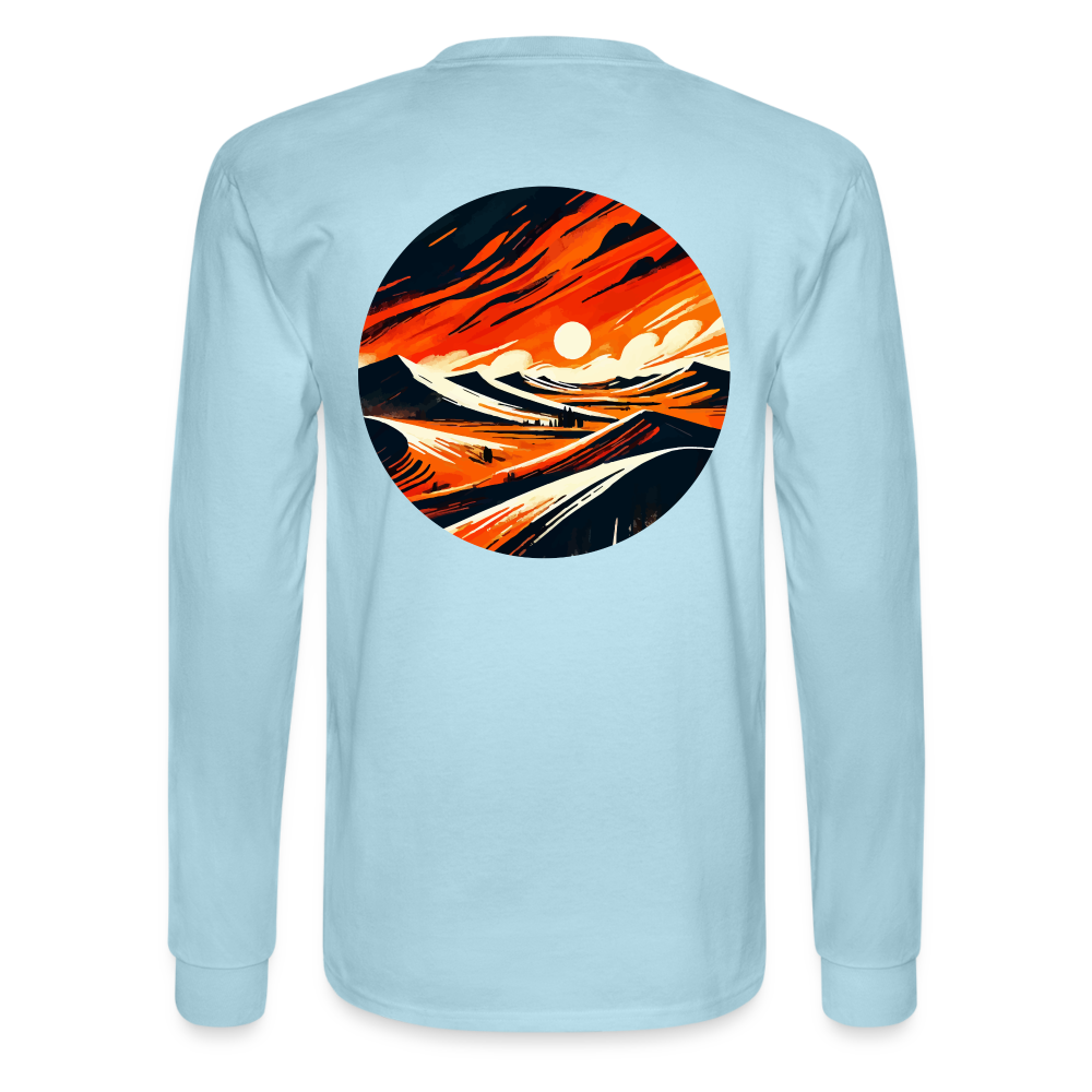 Men's Desert Dunes Graphic Long Sleeve Shirt with Logo - powder blue