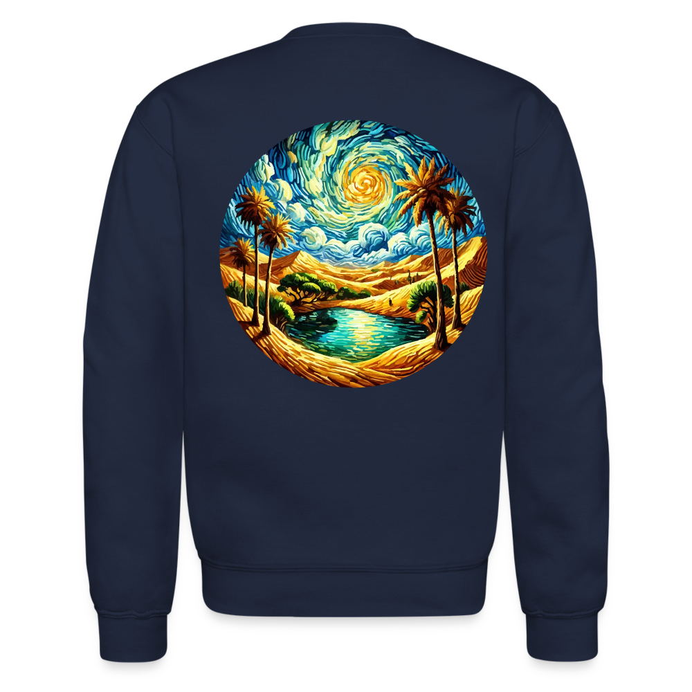 Desert Oasis Crewneck Sweatshirt with Logo - navy