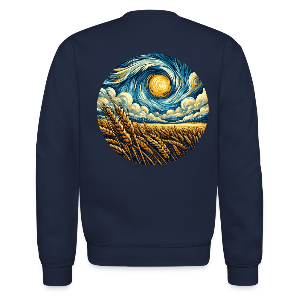 Wheat Field Graphic Crewneck Sweatshirt with Logo - navy