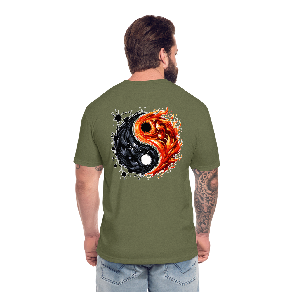 Official Ink and Ember  Yin and Yang Unisex Fitted Cotton/Poly T-Shirt with Logo - heather military green