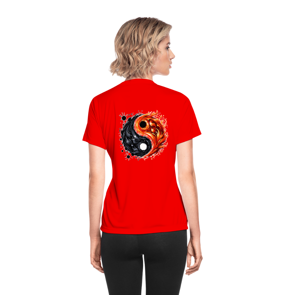 Women's Official Ink and Ember  Yin and Yang Moisture Wicking Performance T-Shirt with Logo - red