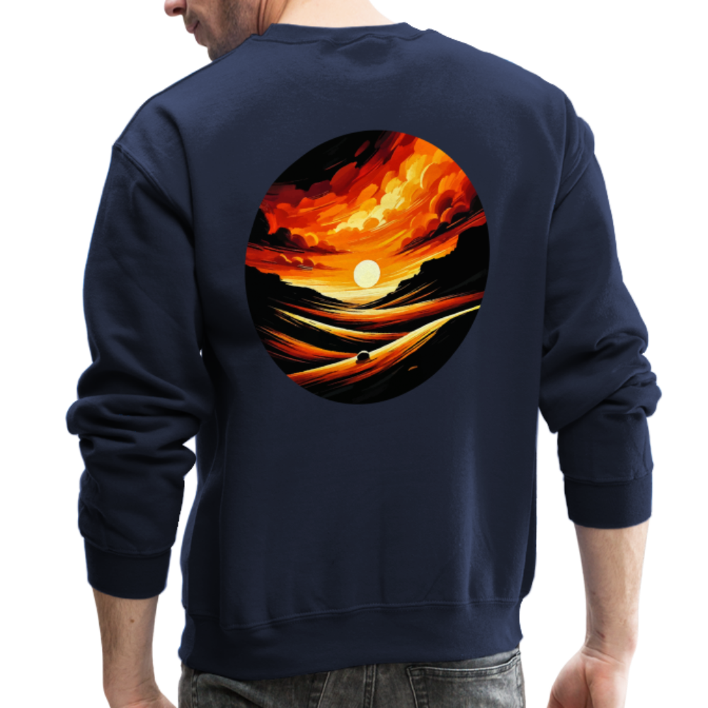 Desert Sunset Graphic Crewneck Sweatshirt with Logo - navy