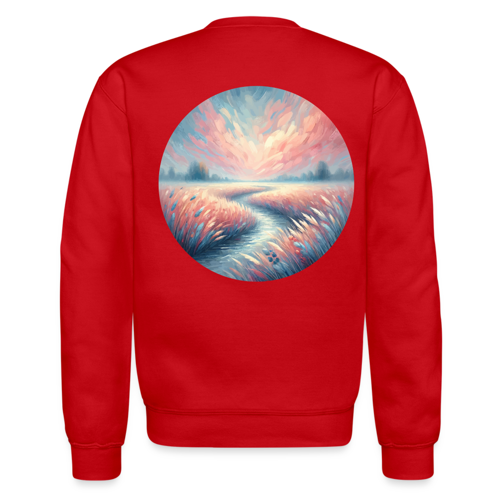 River Meadow Graphic Crewneck Sweatshirt with Logo - red