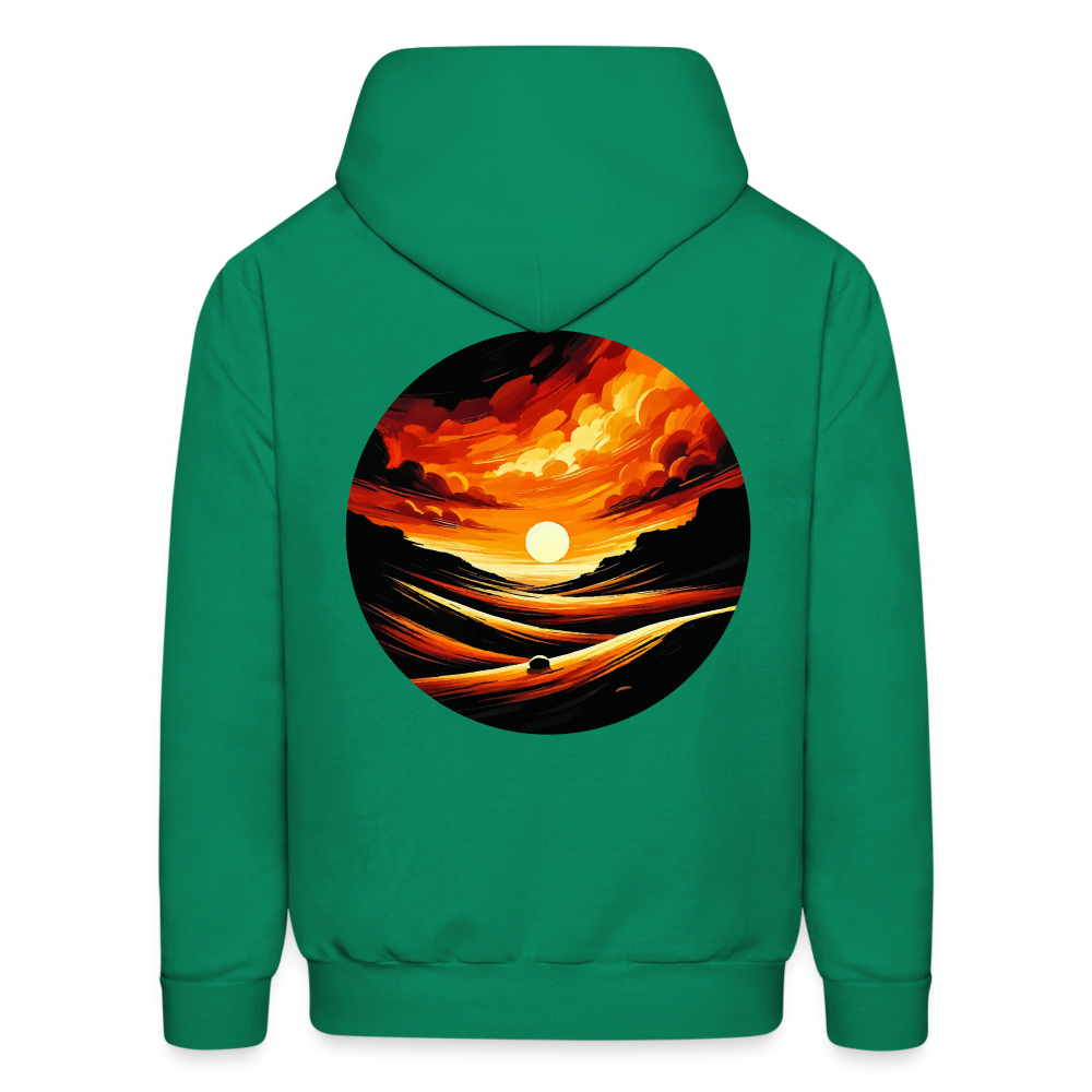 Men's Desert Sunset Graphic Hoodie with Logo - kelly green