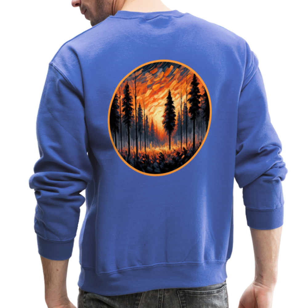 Orange Forest Sunset Crewneck Sweatshirt with Logo - royal blue