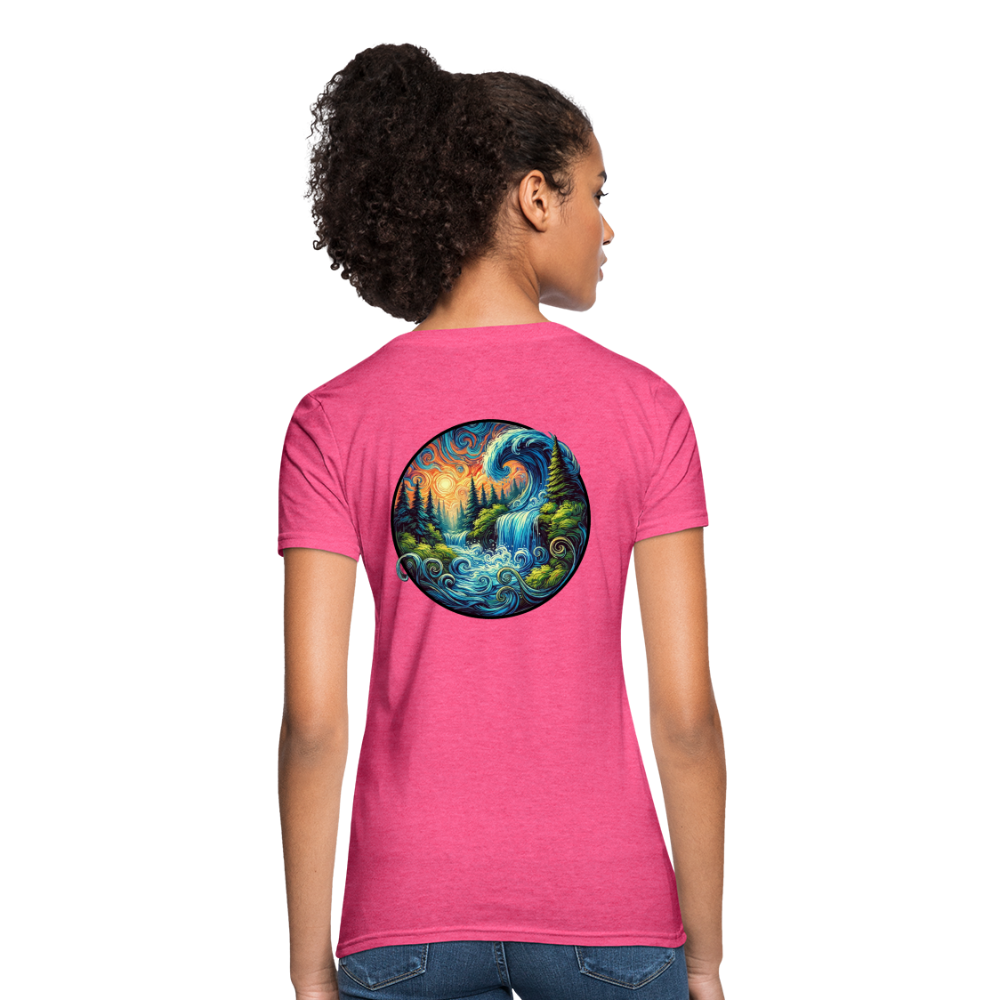 Women's Waterfall Graphic T-Shirt with Logo - heather pink