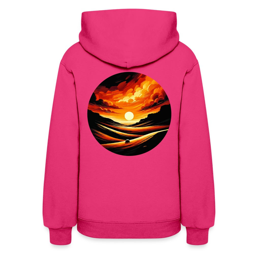 Women's Desert Sunset Graphic Hoodie with Logo - fuchsia