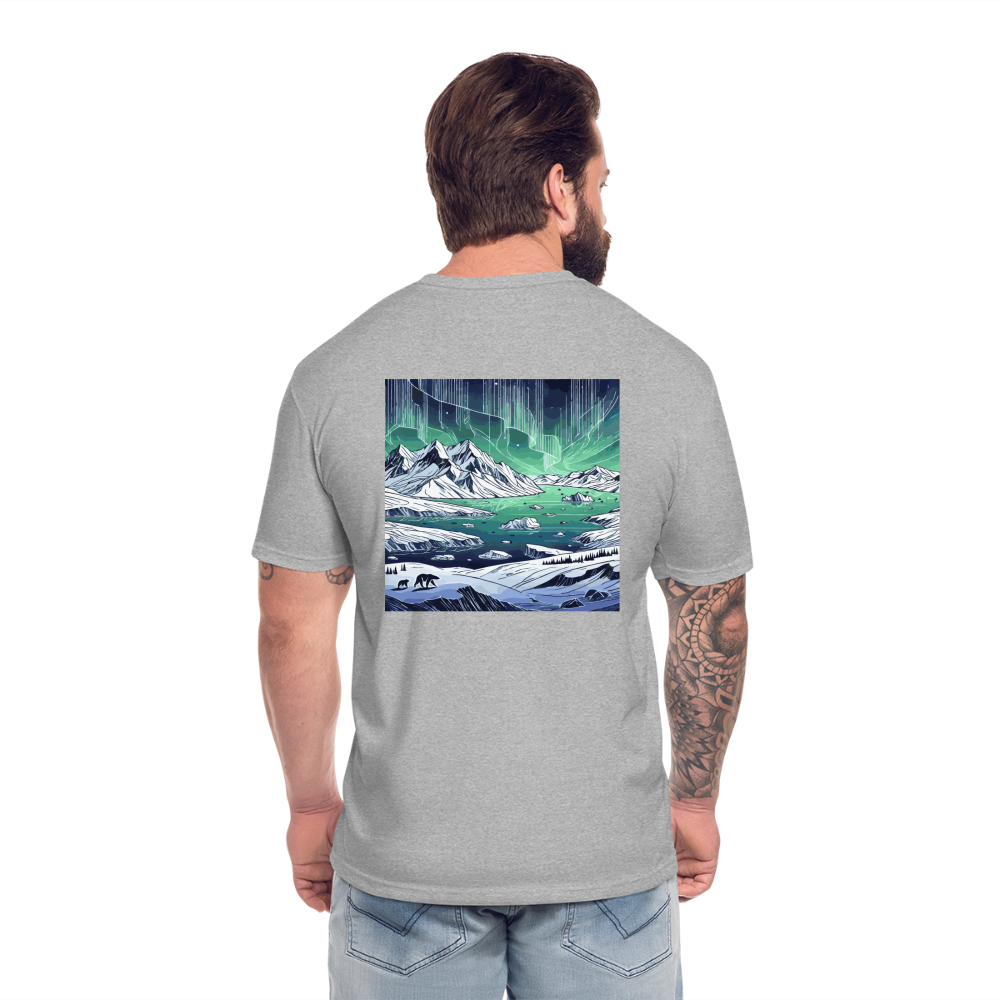 Colored Northern Lights Arctic Landscape Graphic Unisex Fitted Cotton/Poly T-Shirt with Logo - heather gray