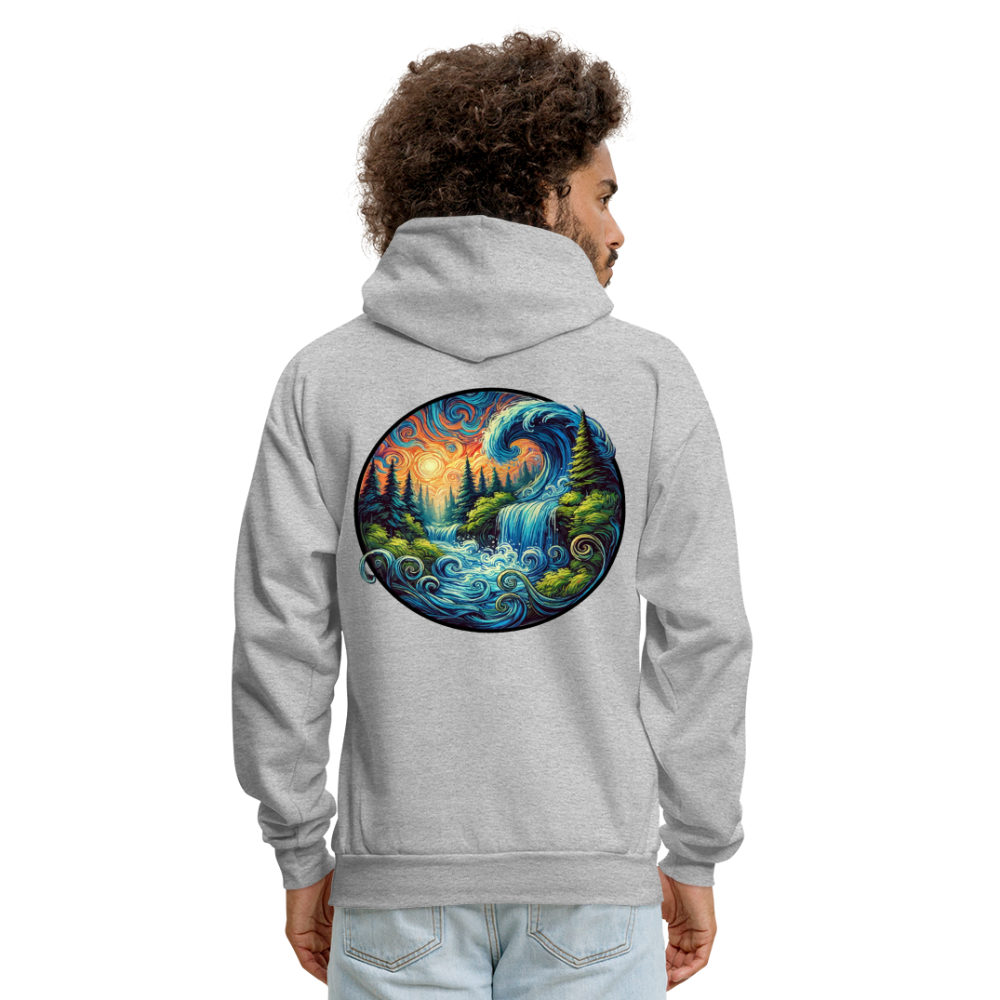 Men's Waterfall Graphic Hoodie with Logo - heather gray