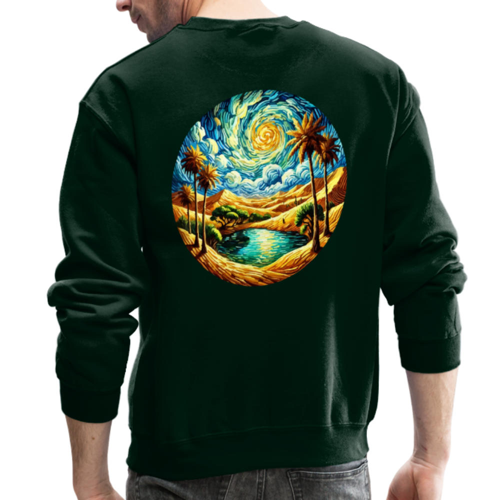 Desert Oasis Crewneck Sweatshirt with Logo - forest green