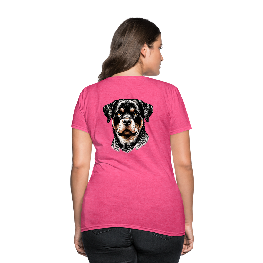 Fine Line Rottweiler Graphic Women's T-Shirt with Logo - heather pink